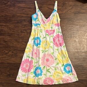 Lilly Pulitzer White Dress with Pink, Yellow & Blue Floral Print